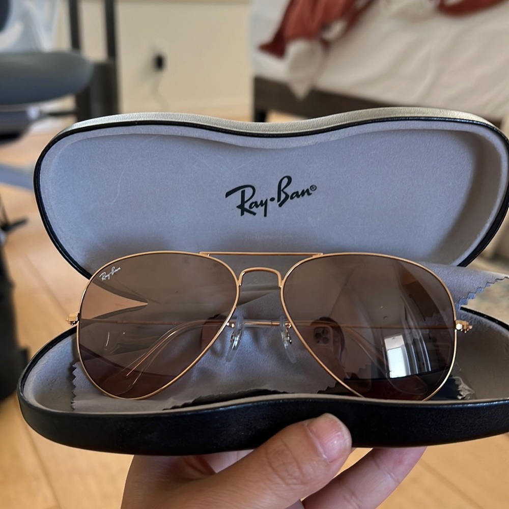 COPY - Ray Ban aviator gradient - silver/pink with gold frame